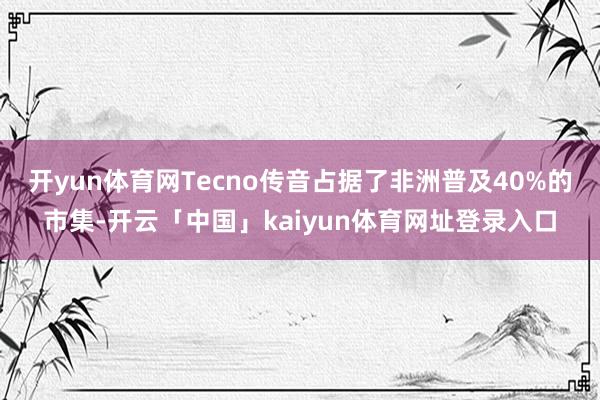 开yun体育网Tecno传音占据了非洲普及40%的市集-开云「中国」kaiyun体育网址登录入口