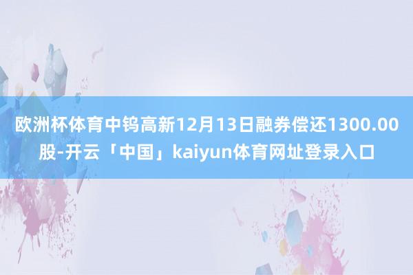 欧洲杯体育中钨高新12月13日融券偿还1300.00股-开云「中国」kaiyun体育网址登录入口