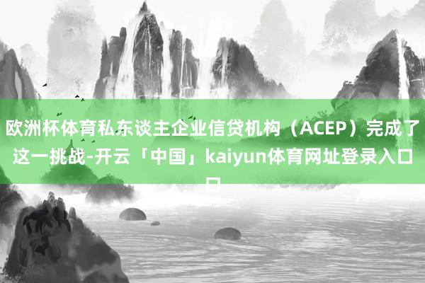 欧洲杯体育私东谈主企业信贷机构（ACEP）完成了这一挑战-开云「中国」kaiyun体育网址登录入口